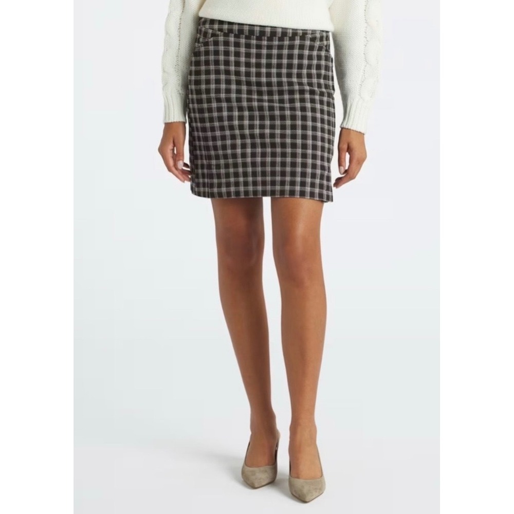 Tribal Black White Plaid Checkered Mini Skirt Womens